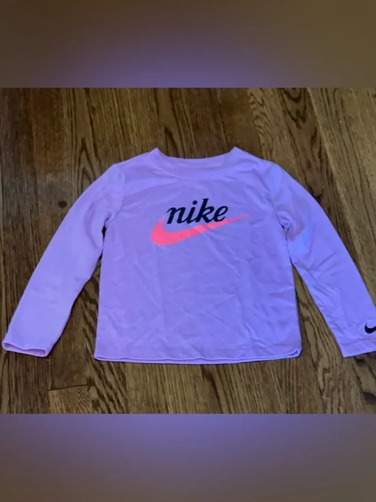 Nike Girls Rose Pink Long-Sleeve Tee with Neon Swoosh - Picture 6 of 6